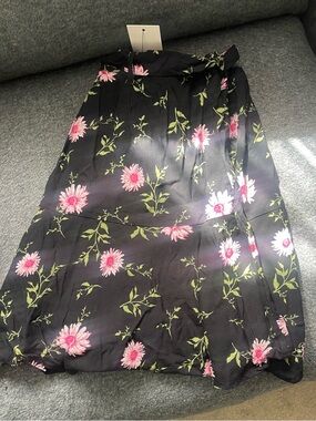New! SO Black Floral Mini Skirt with Pink Flowers